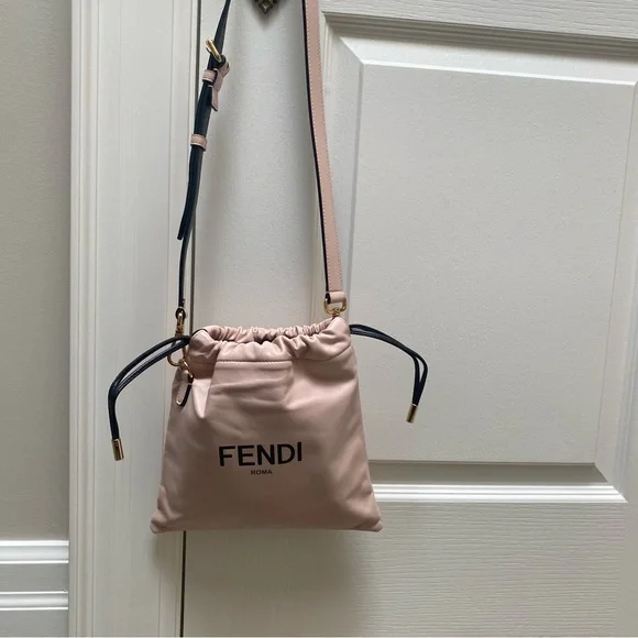 Fendi Baby Pink Leather Drawstring Crossbody / Shoulder Bag - Picture 2 of 9